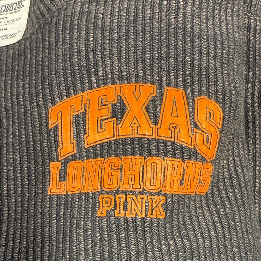 PINK Victoria's Secret Charcoal Crewneck Sweater with Orange Logo - Picture 6 of 6